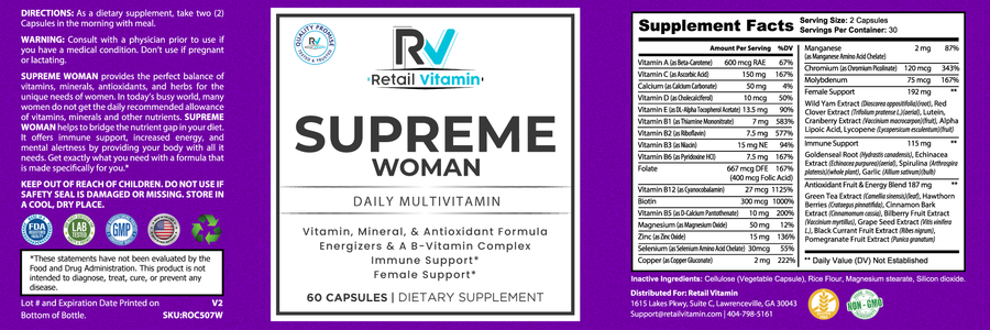 Supreme Woman Daily Multivitamin - 60 Capsules