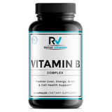 Vitamin B Complex 60-Capsule Advanced Formula bottle – teal RetailVitamin label supporting energy and brain health